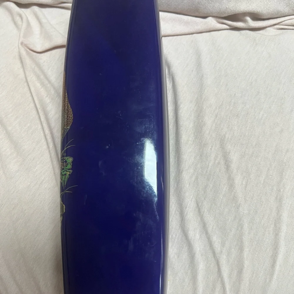 COBOLT blue Japanese peacock vase 11”/3” - Picture 3 of 6